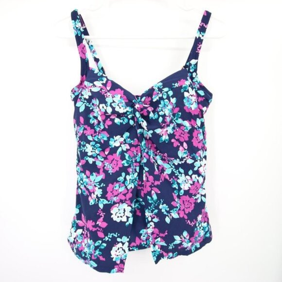 Lands' End Other - Lands End Floral Blue Purple Swim Tankini Top Flyaway Size 10 NWOT